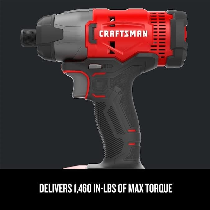 CRAFTSMAN V20 Cordless Impact Driver Kit, 1/4 inch, 2 Batteries and Charger Included (CMCF800C2)