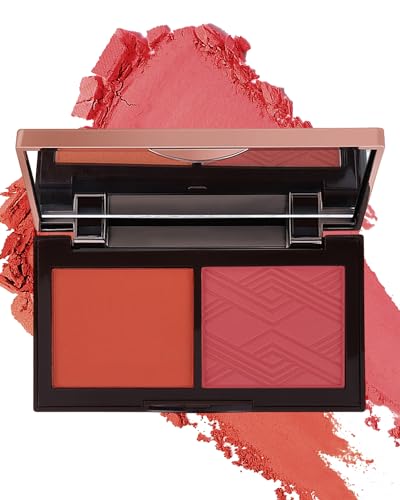 Face Matte Blush Powder Palette-2Colors Buildable Facial Cheek Blusher Pressed Powder Light Luxury Blush Contour Palette for Face,Longlasting Makeup Palette,Women's Day Gift Set for Women Girl-03
