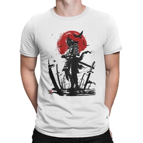 Image of DesignTshirtsDirect Samurai T Shirt (UK, Alpha, L, Regular, Regular, White)