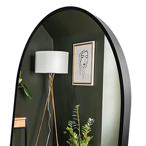 Koonmi Black Arched Full Length Mirror 64"X21" Floor Body Mirror Standing Hanging Or Leaning Wall-Mounted Vanity Mirror With Aluminum Alloy Frame For Living Room And Bedroom #TOP4