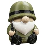Army Gnome Figurine | Military Soldier with Rifle | Green and Black Decorative Shelf Display | Funny Collectible Desk Decor for Adults - 3D Printed in Canada