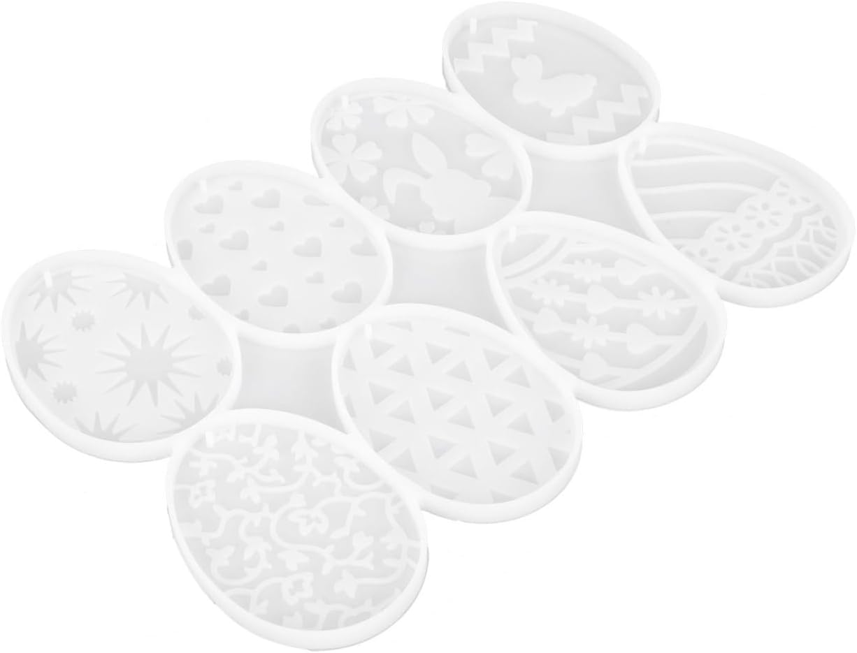 PRETYZOOM Easter Silicone Molds Easter Egg Keychain Molds Bunny Egg Resin Molds Casting Molds with Hole for Easter DIY Candle Soap Jewelry Keychain Craft Home Transparent