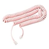 Telephone Cord Handset Curly - Phone Color Ladies Pink 15ft - Works on virtually All Trimline Phones and Princess Telephones
