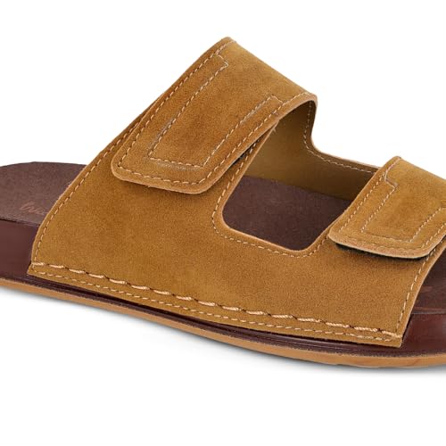 Image of WALKAROO Bounceez Men's Fashion Stylish Comfort Sandals with Cushion Sole, Lightweight - WGP53032 - Camel