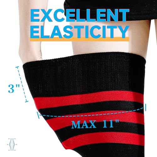 Image of Kayhoma Extra Long Cotton Stripe Thigh High Socks Over the Knee High Plus Size Stockings