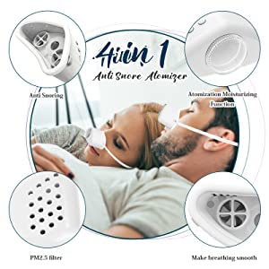 4 in 1 Anti snoring Devices,New Atomization snoring Solution,Right Amount Fog,Adjustable Wind Force Sleep Apnea Devices for Comfortable Sleeps