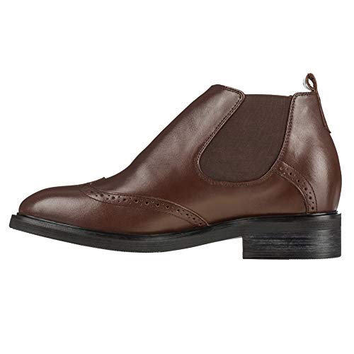 Calden Men's Invisible Height Increasing Elevator Shoes - Dark Brown Leather Slip-on Wing-tip Chelsea Boots - 3 Inches Taller - K288021 - Size 11 D(M) US