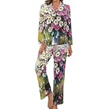 【Design Pyjama Femmes】：Ce pyjama femme à manches longues est doté d’un col cranté et d’un boutonnage complet à l’avant, pratique à enfiler et à retirer. Deux poches latérales offrent un espace pratique pour ranger téléphone, clés ou mouchoirs. La taille élastique du pantalon assure un ajustement parfait sans serrer, pour un confort optimal tout au long de la nuit