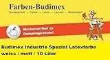 Budimex Industrie Spezial Latexfarbe, weiss / matt / 10 Liter / Für stark beanspruchte Oberflächen ist diese Latexfarbe die perfekte Wandfarbe. Zum Beispiel für Räume in denen geraucht wird ! / für hoch strapazierfähige, abriebfeste Wand- und Deckenanstriche im Innenbereich