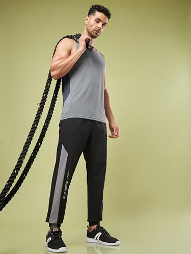 Image of TECHNOSPORT Men's Colorblock Slim Fit Sports Joggers TECHNOLITE Lightweight Active Track Pants Quick Dry Stretch Gym Running Training Fitness Activewear