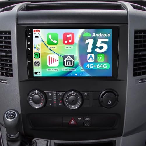 10.1" IPS, Android 15 Sat Nav Radio for Mercedes Benz Sprinter MK2 NCV3 2006–2018, Wireless CarPlay Android Auto, BT 5.4 WiFi 6, 4+64GB Head Unit, GPS Navi, DSP, FM/RDS, SWC, HD Camera