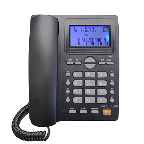 Corded Caller Id Telephone, Telpal Landline Home Phones With Blue Backlight & Speaker, Hands Free Analog Hotel Office Telephone Set, Desktop Speed Memory Dial Telephones For Seniors (Black) #TOP1