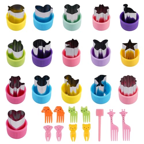 27 Pièces Mini Emporte-pièce Fruits,Emporte-pièces pour légumes avec 10 Fourchettes à...