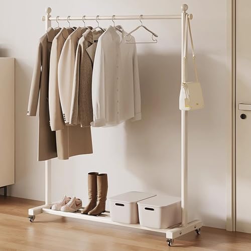 Portant à vêtements sur roulettes en aluminium avec étagères de rangement - 3