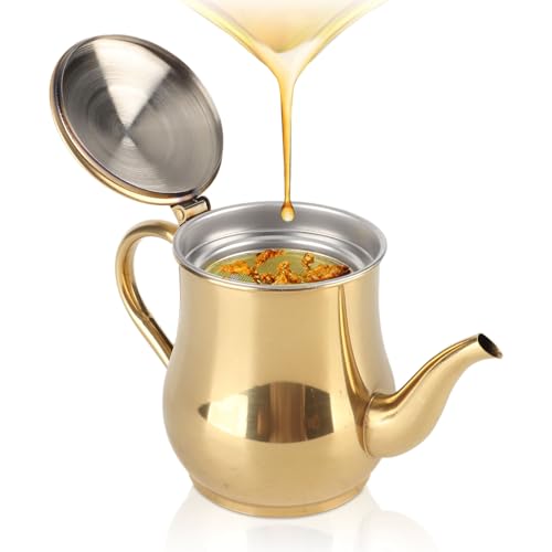 Bacon Grease Container with Mesh Strainer, 500ml Stainless Steel Oil Strainer Pot with Lid Non Drip Oil Filter Pot for Kitchen, Cooking Oil Container Grease Can for Kitchen with Strainer