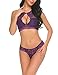 Produktbild Avidlove Dessous Damen Sexy Reizwäsche Neckholder Lingerie BH Set Spitze Nachtwäsche Unterwäsche Negligee Babydoll String Tanga Lila S