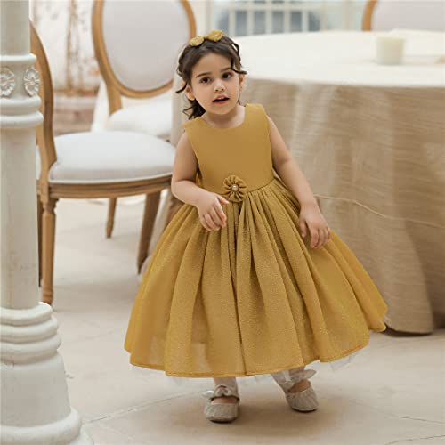 Image of TUIJI 0-6T Big Bowknot Toddler Baby Girls Formal Dresses Pageant Party Lace Embroidery Dress with Headwear