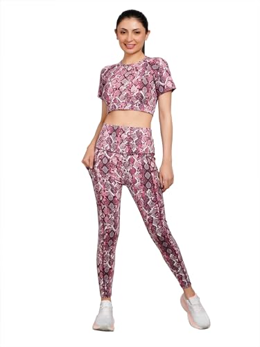 Image of SSoShHub Tights Top High Waist Stretchable Gym Tights and CropTop Bra Gym wear /Active Wear Tights Yoga Pants Zumba /Dance Womens Workout Tights and Top Stretchable Workout set