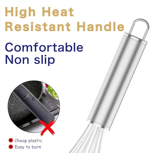 Image of OYV White Silicone Whisk, Professional Whisks For Cooking Non-Scratch, Stainless Steel & Silicone Wisk, Plastic Rubber Whisk Tool For Nonstick Cookware Pans, BPA free, Silicon Wisks Set of 3