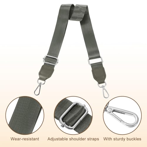 Image of uxcell Wide Shoulder Strap, 3.8cm Adjustable Purse Strap Replacement Crossbody Strap for Shoulder Bag Wallets, Dark Gray, Silver Square Mouth Buckle