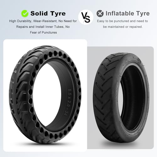 Amitor E Scooter Reifen 8 1/2 x2 Vollgummi für Xiaomi Pro 2, 1S, M365, Pro, Mi3, 8 1/2 x2 Reifen E Scooter Vollgummireifen 8,5 Zoll mit Abriebfeste & Pannensichere, Wartungsfrei & Langlebig, 2PCS