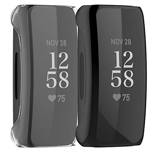 Shieranlee Compatible avec Fitbit Inspire 2/Inspire HR/Inspire Protecteur D'écran Coque, 2 Pack Full Doux TPU Coque Housse de Protection Antichoc Cover