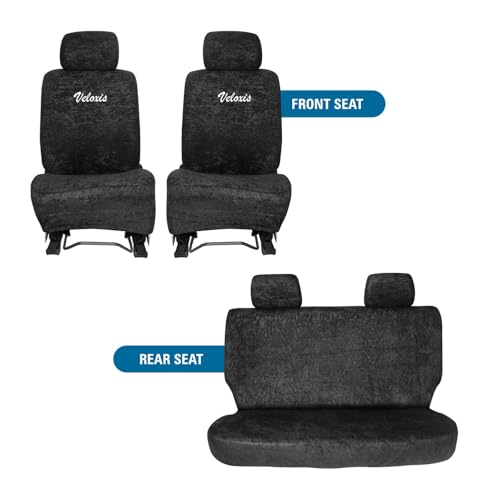 Image of Cotton Towel Readymade Towel Car Seat Cover for Maruti Swift (Old) 5-Seater (Black),Front and Rear Protection, 6 piece Set