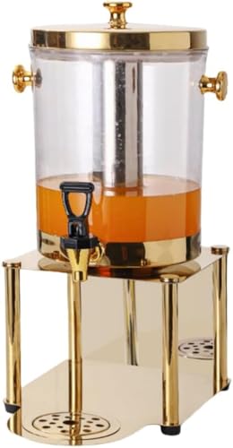 Riazdiw シングルドリンクディスペンサー、冷たいドリンクディスペンサー、製氷容器、大容量ケトル、ホテルセルフサービスフードディスペンサー、家庭用、透明デザイン、水タンク、冷水/牛乳/ジュース、飲料ホルダー (A,D)