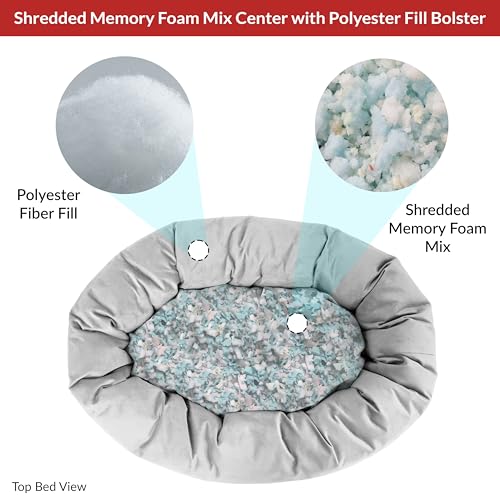 Image of Majestic Pet Villa 24 Inch Shredded Memory Foam Dog Bed for Small Sized Dog 24x19x7 Inch-Orthopedic Pet Bed - Washable Small Puppy Mat with Head Support-Vintage
