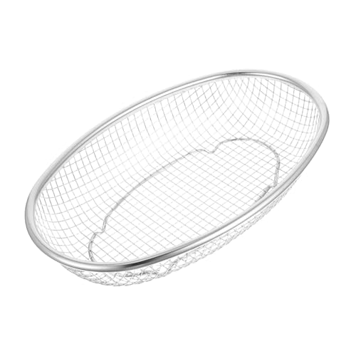 iplusmile ステンレス製オーバル収納バスケット 多用途野菜洗い 果物水切り メッシュ構造で素早い排水 省スペースでキッチン整理に