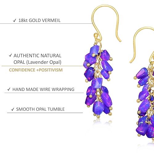 GOODSTONE JEWELS Cluster Dangle Drop Earrings for Women | Multicolor Opal Birthstone Jewelry | 18K Gold Plated & 925 Sterling Silver | October Birthstone Jewelry | Wedding|Anniversary|Engagement Gift3