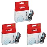Canon 3 Pack CLI-8PC Photo Cyan Ink Cartridge for Select PIXMA IP, MP, Pro Series Printers