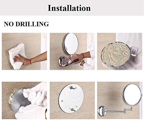 Miroir de maquillage mural avec éclairage LED pivotant et grossissant - 4