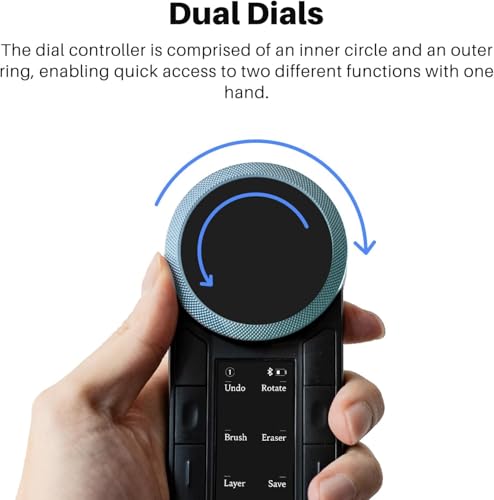 Image of HUION Keydial Remote K40 Bluetooth Programmable Keypad with Dual Dials 60 Customized Keys, OLED Display Macro Keypad Work with PC, Mac, Mobile, One-Hand Shortcut Keyboard for Drawing Tablet, Laptops