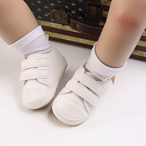 Baby Girls Boys Shoes Soft Anti-Slip Sole Newborn First Walkers Star High Top Canvas Denim Unisex Infant Sneaker (F-White, 0_Months) #TOP2