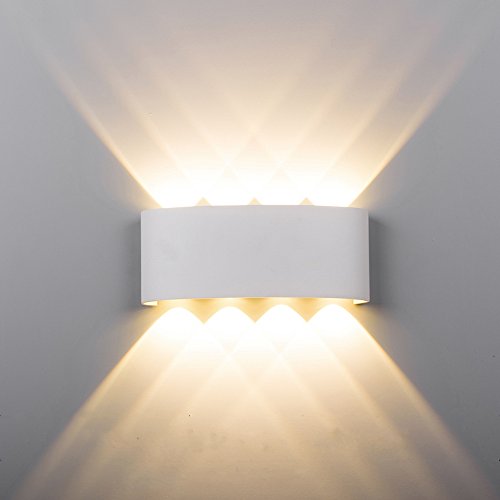 Maxmer Apliques de Pared 8W Luz de Pared Exterior IP65 Impermeable para Iluminación del Porche, Patio, Jardín Viene con Led Granos, Blanco Cálido