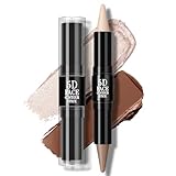Noerrors Duo Eye Highlighter & Face Concealer Pencil 2 in 1 Cream Brow Brightener Contour Cone Tip Pen Shimmer Inner Corner Eye Luminizers Creamy Matte Bronzer Cosmetics Stick for Eye Face Makeup