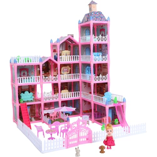Abaodam 1 Juego De Casa De Muñecas Castillo Mini Casa De Muñecas Juguete para Jugar A Las Casitas con Accesorios Y Muebles Ligeros para Casa De Muñecas