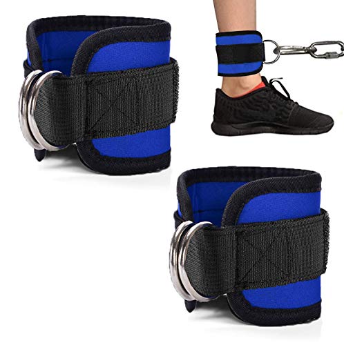 Zrova Ankle Straps for Cable Machines, Adjustable Ankle Straps for Legs Workout (Blue)