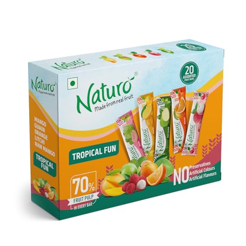 Image of Naturo Tropical Fun Assorted Fruit Bars | Multipack (20 Fruit Bars per pack) | Gift pack | Snack Pack | 2 Packs of Tropical Fun Multipack