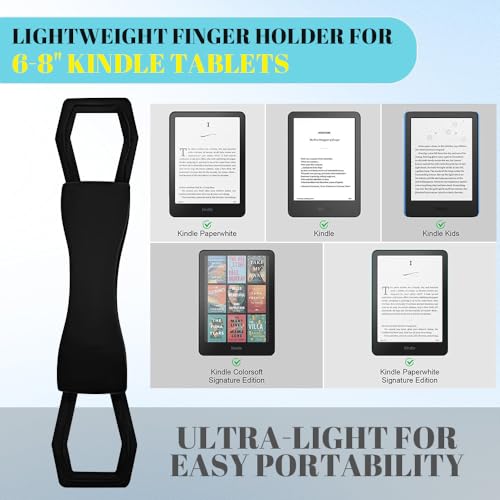 BQRKOTM Bequeme Handschlaufe für Kindle und Tablets mit einer Größe von 6-8 Zoll, universal, hochelastisch, für Tablet/Paperwhite/Kobo/Oasis/E-Book/Handy (schwarz)
