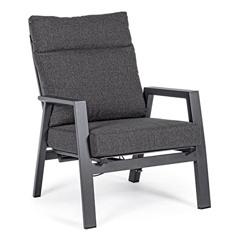 Decorspace - Sillón con cojín "Kledi" de aluminio y textileno reclinable en 7 posiciones de jardín y porche (sillón antracita