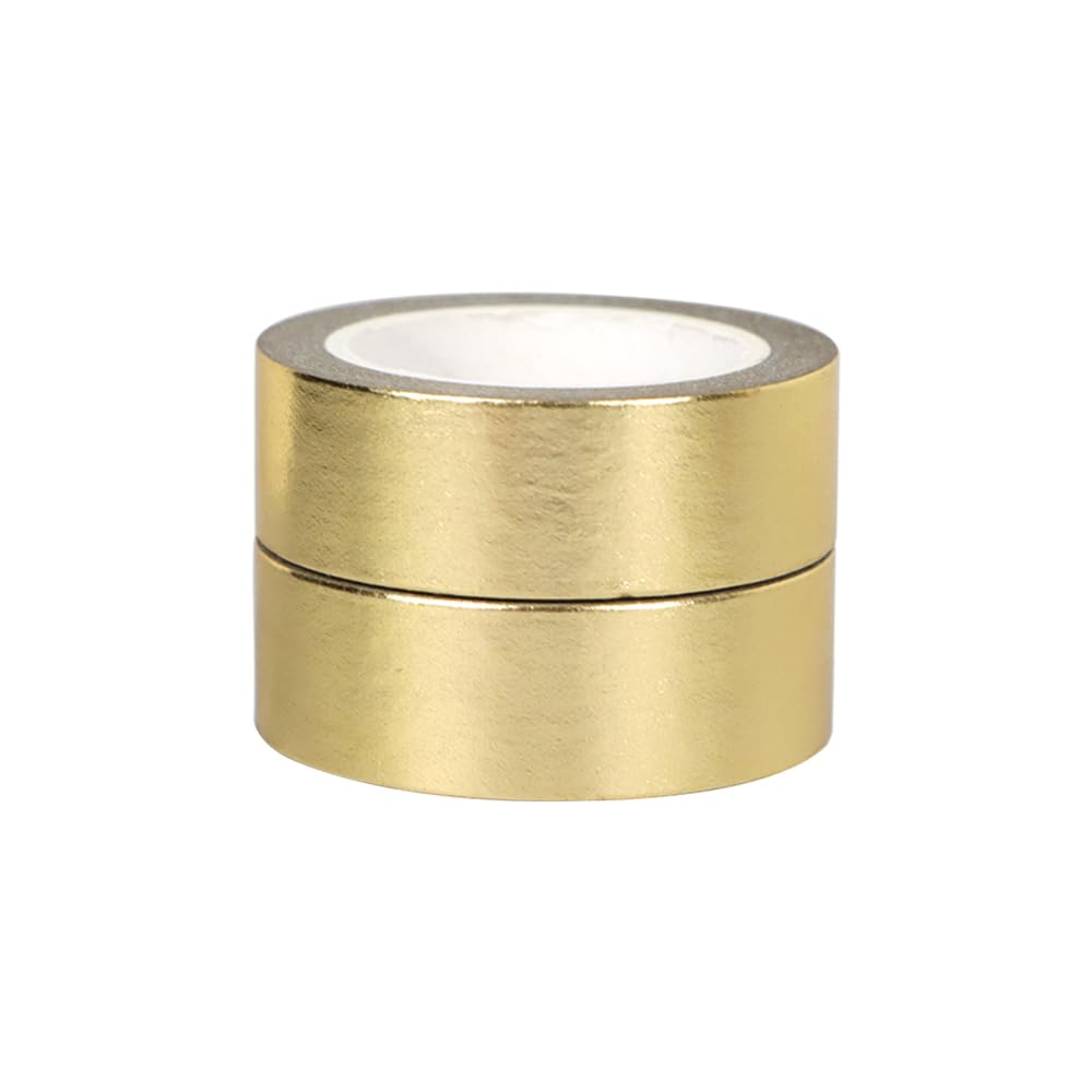 AxeWoodz 2 Rolls Gold Foil Washi Tape Set Decorative Tape Art Paper Masking Tapes Adhesive Washi Tape for Gift Wrapping DIY Craft Scrapbook