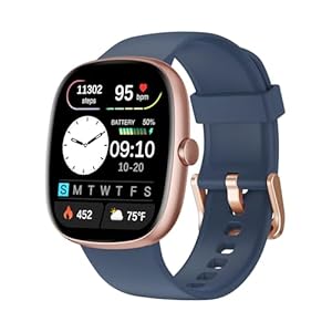 Fitness Tracker 2025 Ver. (Answer/Make Calls), 1.85″ Smart Watch Fitness Watches for Women Men with 24/7 Heart Rate Blood Oxygen Monitor Sleep Tracker 100+ Sport Modes IP68 Waterproof (Blue)