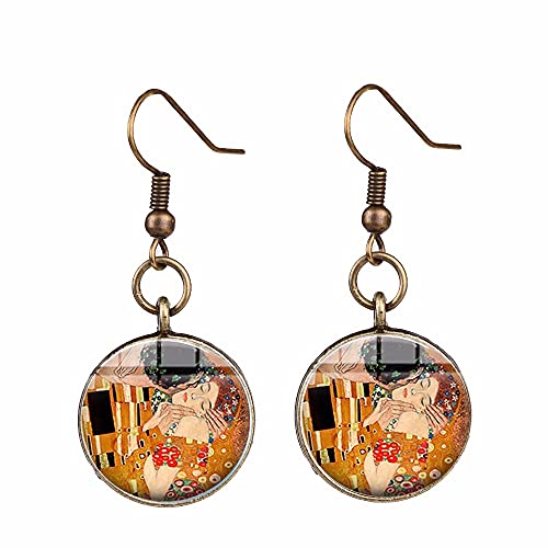 The Kiss Gustav Klimt - Pendientes de cristal estilo literario y artístico con diseño de Gustav Klimt Cover