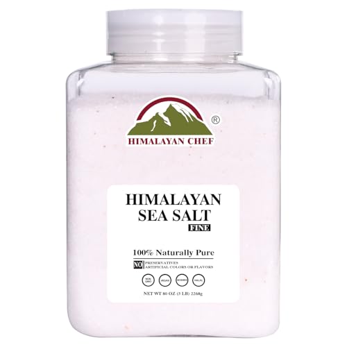 Himalayan Chef Sea Salt Fine Grain Himalayan Salt, 5 lbs Bulk Bag - 100% Natural, Unrefined, Kosher, Rich in 84 Organic Minerals for Cooking, Seasoning