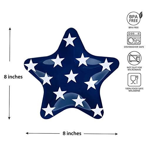 Supreme Housewares Patriotic Star Shaped Plates Set Of 4 Melamine Salad Plates Appetizer And Dessert Plates For 4Th Of July Independence Day, 8 Inch Star Plates #TOP2