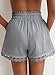 Dokotoo Women's Shorts Fashion Lace Trim Drawstring Elastic Waist Grey Short Pants Lightweight Loose Athletic Beach Vacation Clothes for Women XX-Large