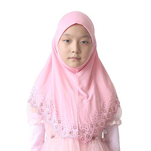 Modest Beauty Girls/Children Hijab Scarf Headscarf Wrap One Piece Muslim Amira With Czech Drill #TOP16