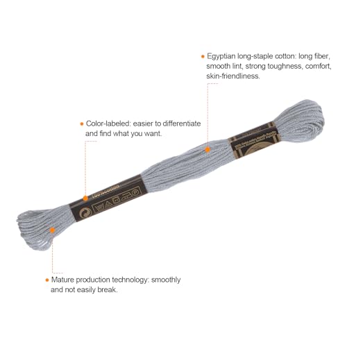 Image of HARFINGTON 12 Skeins Embroidery Floss 8.75yds(8m) Egyptian Long-Staple Cotton Cross Stitch Thread for Sewing DIY Bracelet Yarn String and Crafts, Light Grey(6003)
